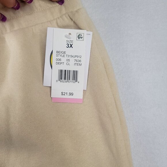 Grayson Threads Beige Cargo Jogger Pants Elastic Drawstring Waistband Cuffs 3X - Picture 3 of 8